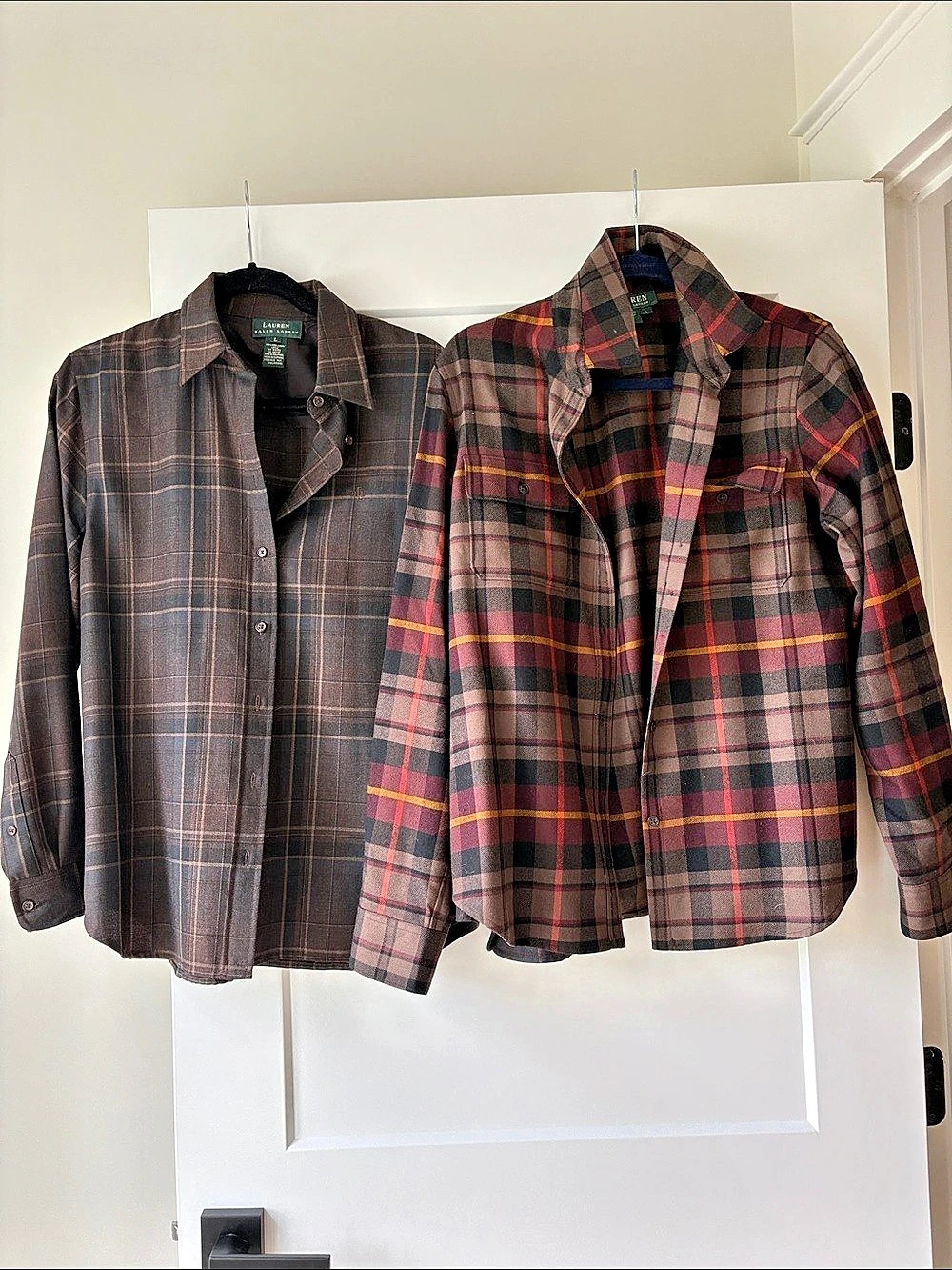 Lauren Ralph Lauren Plaid Wool Blend Shirt Jackets Size Large (Two Shirts)!
